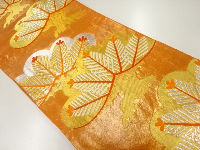 アンティーク　本家加納製　本金松模様織出し袋帯（材料）